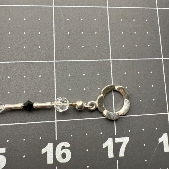 Sterling Silver Necklace With Red Black & Clear Crystal Dangle Beads Wire Wrappe - Picture 9 of 9